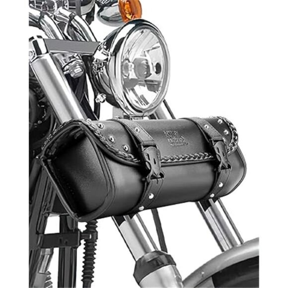 Motorcycle Tool Bag, Motorcycle Fork Bag PU Leather Universal Saddlebag - Picture 7 of 7